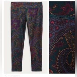 Polo Ralph Lauren Paisley Leggings Girls Medium 8/10 Purple Green Pink Preppy